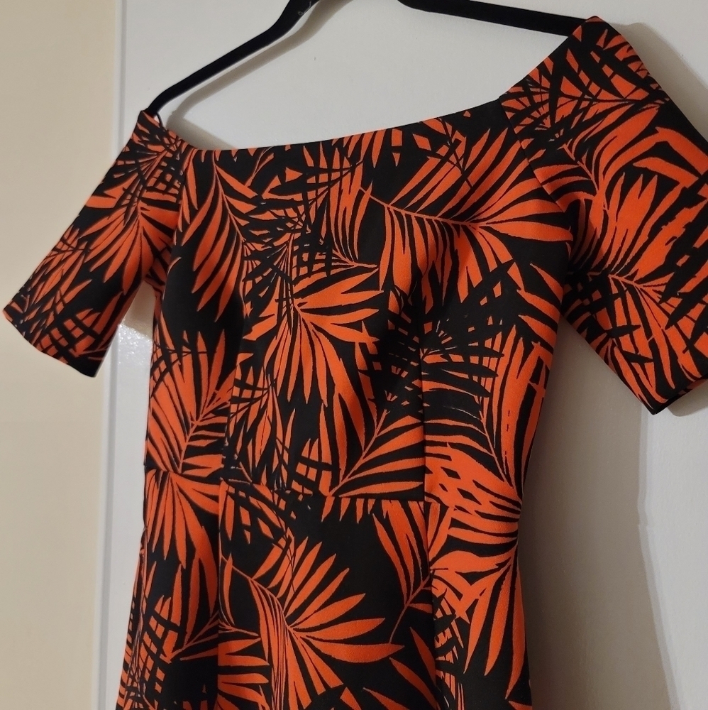 Zara Red&Black Palm Mini Dress - Picture 9 of 12